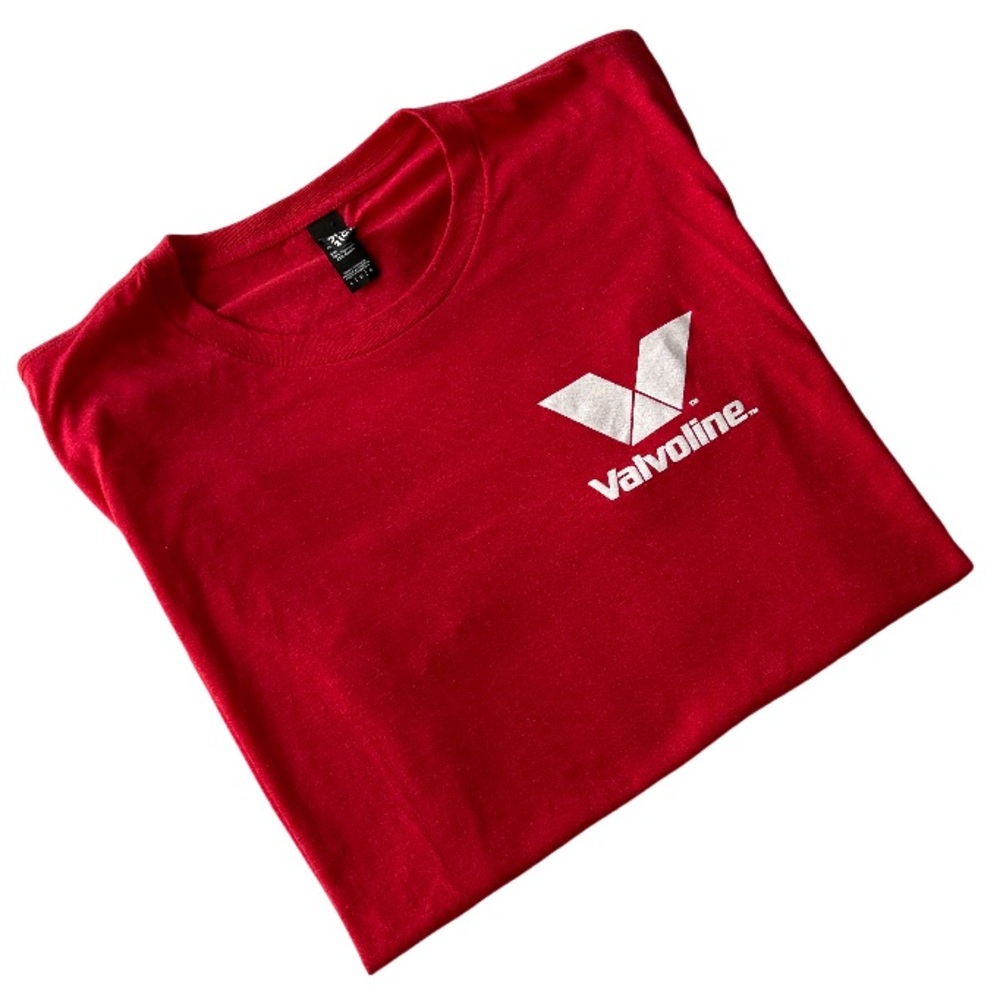 Valvoline Oil Graphic Classic Crew Neck Red White Tee Shirt Size Large